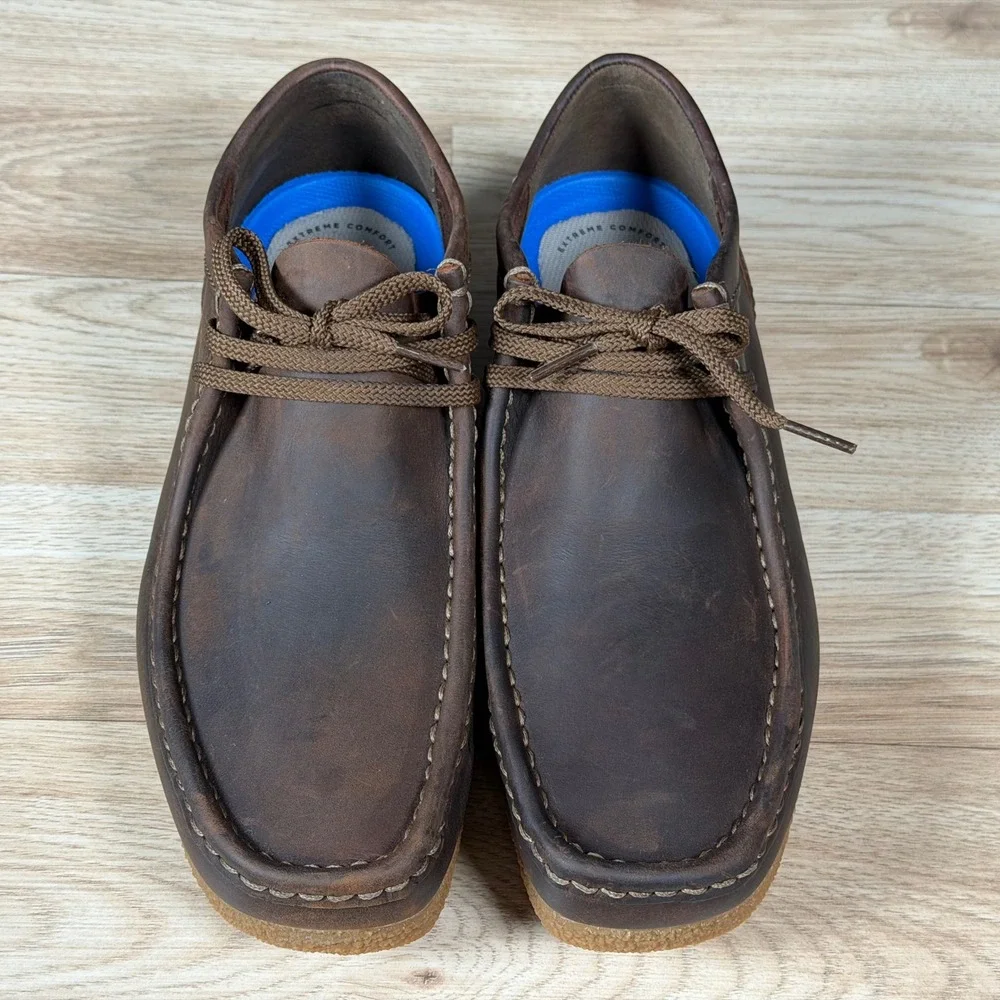Clarks Shacre II Run Shoes Mens Size 11 Brown Leather Wallabee Moc Toe Beeswax